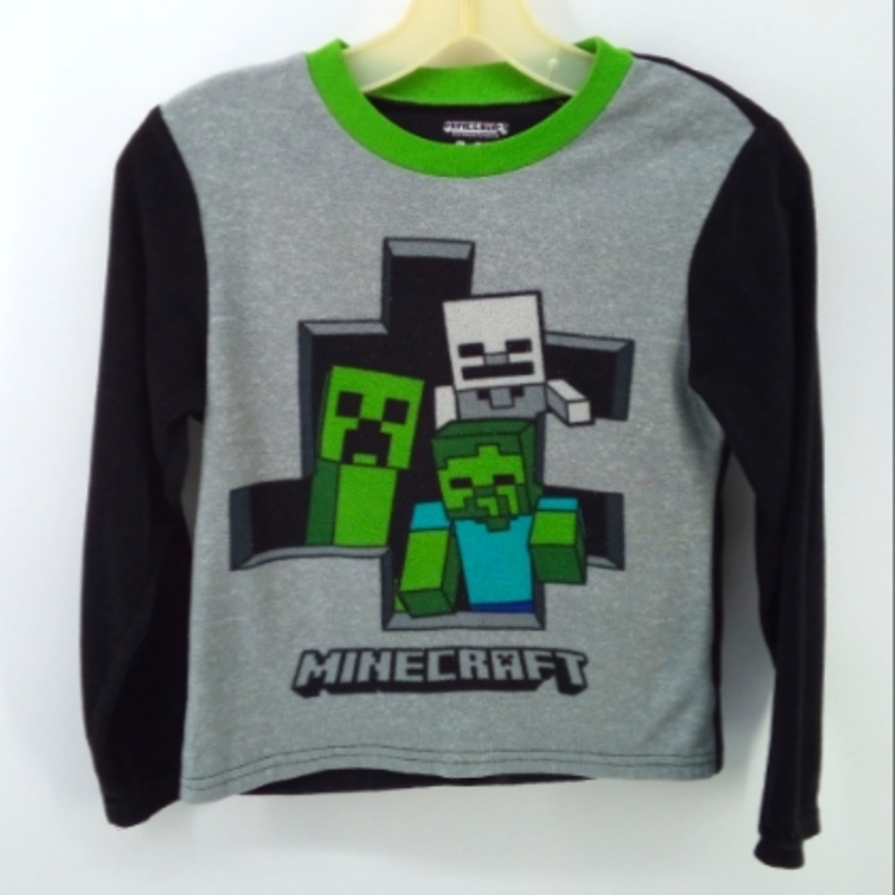 Minecraft Pajama Top Boys Large 10 Creepers